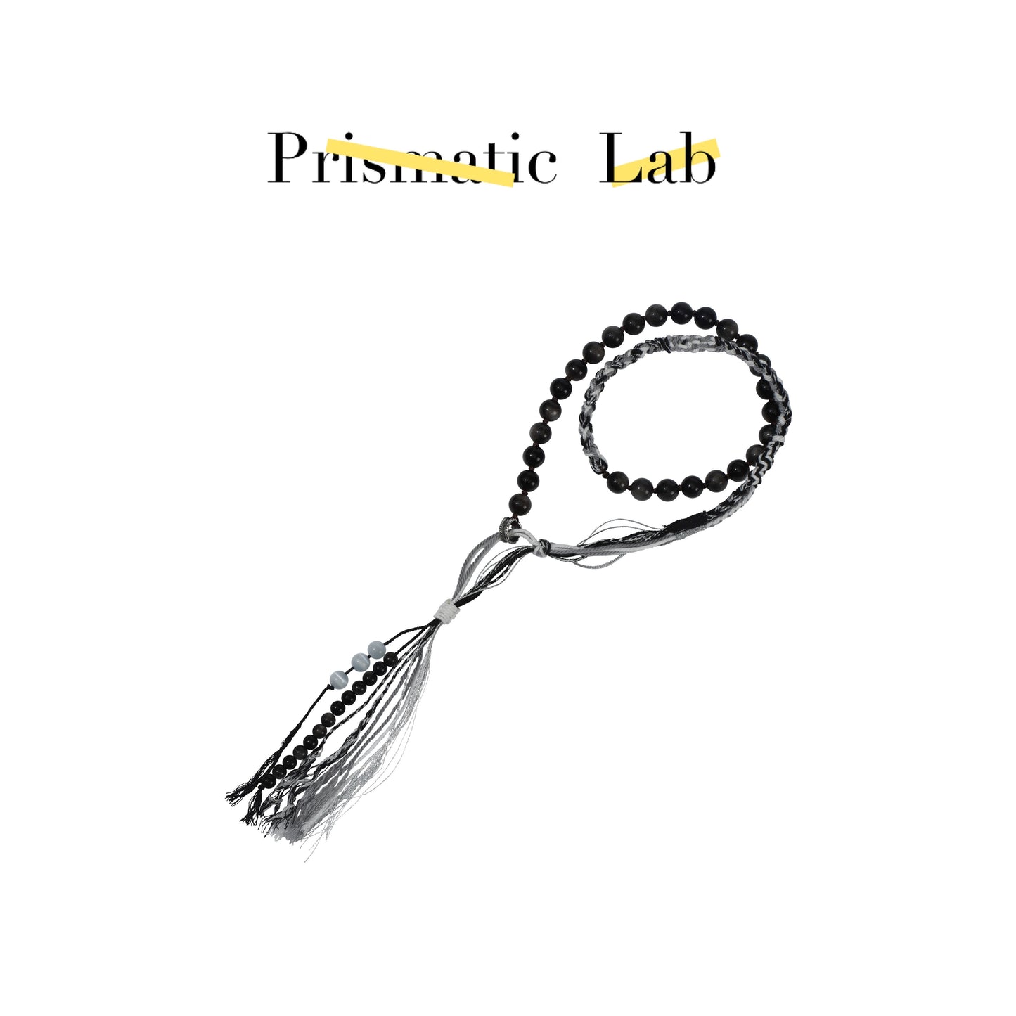 Hand Braided Silver Sheen Obsidian Adjustable Bracelet