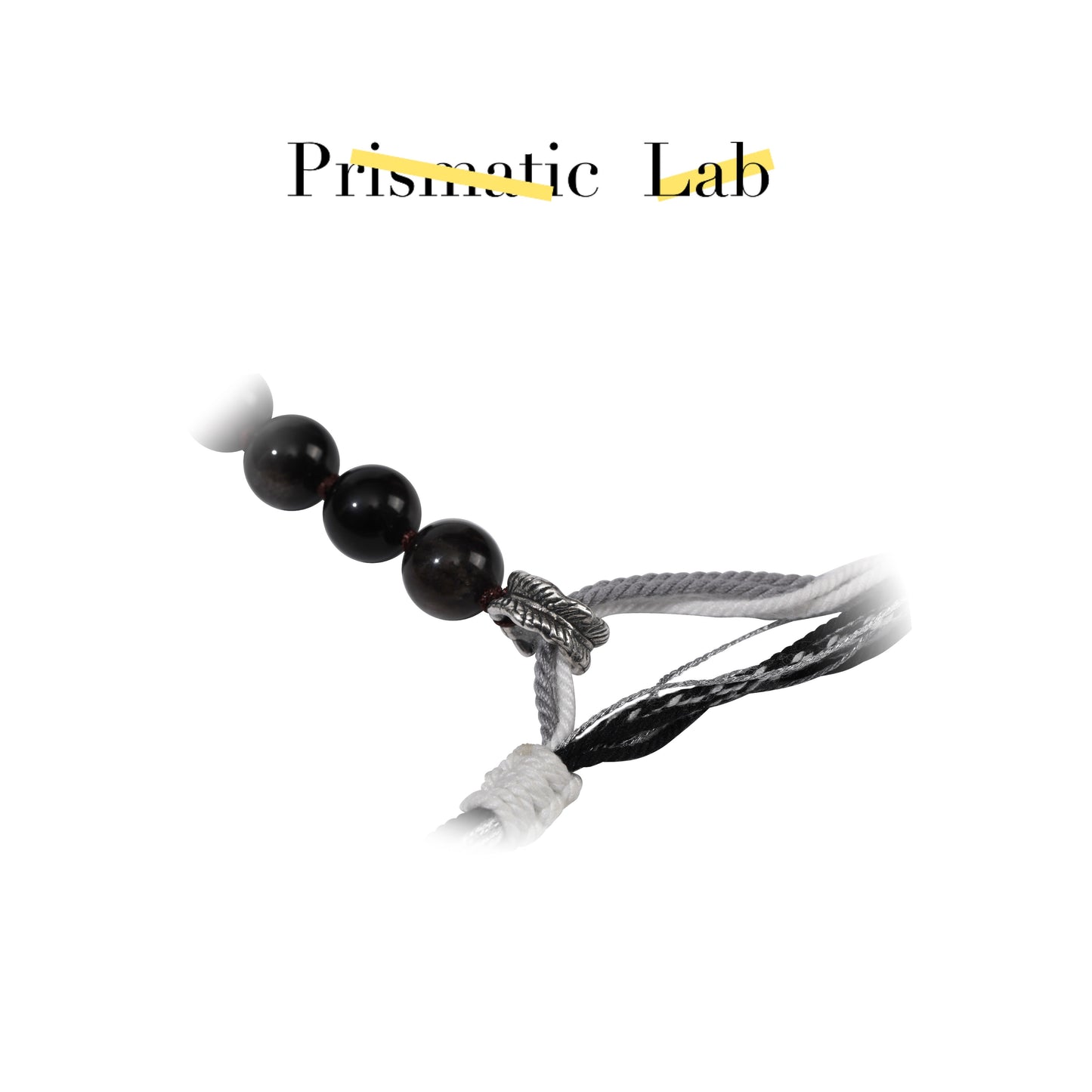 Hand Braided Silver Sheen Obsidian Adjustable Bracelet
