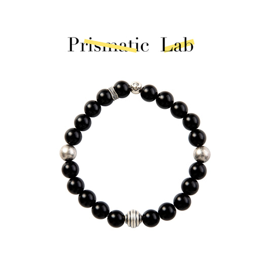Energy Obsidian Silver-Trimmed Crystal Bracelet