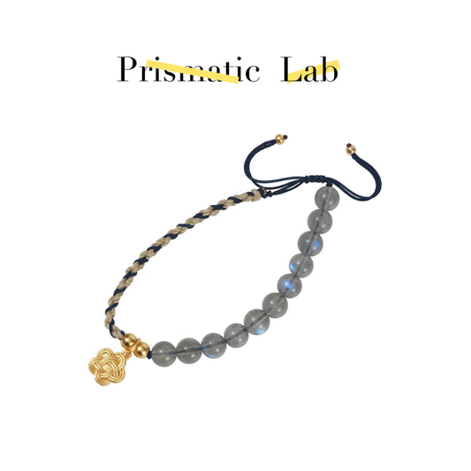 Gray Moonstone Tibetan Braided Bracelet