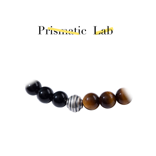 【Decisive force】Tiger's Eye & Obsidian Twin Bracelet