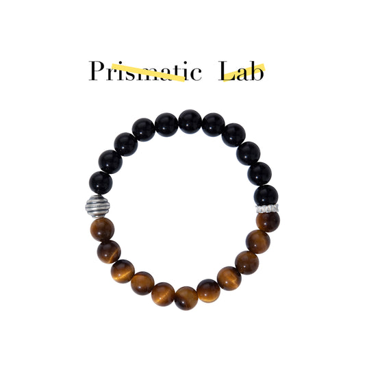 【Decisive force】Tiger's Eye & Obsidian Twin Bracelet