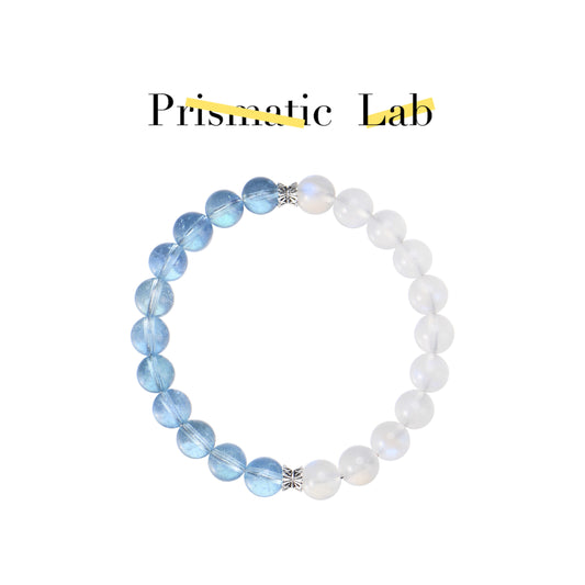 【Energy purification&Emotional healing】Aquamarine & Moonstone Twin Bracelet