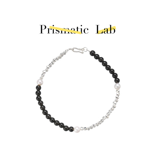 Delicate Obsidian and Pearl Energy Bracelet