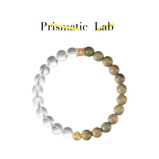 【Healing】Pure Ground Harmony——White Crystal & Sandalwood Bead Bracelet