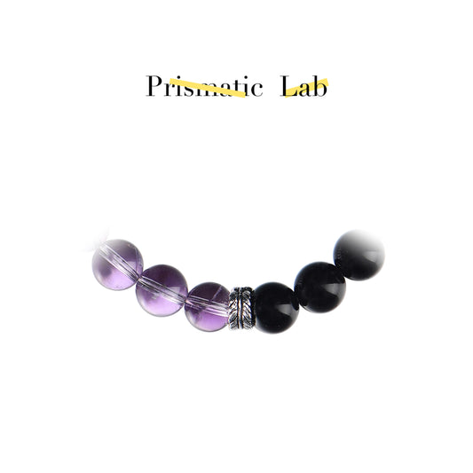 【The Partner of Protection and Spirituality】Obsidian & Amethyst Twin Bracelet