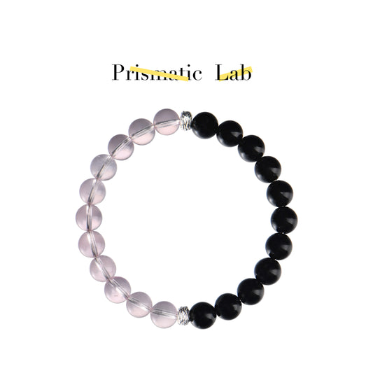 Obsidian & Star Rose Quartz Twin Bracelet