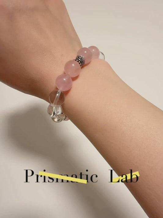 Clear Quartz & Rose Quartz Twin Bracelet
